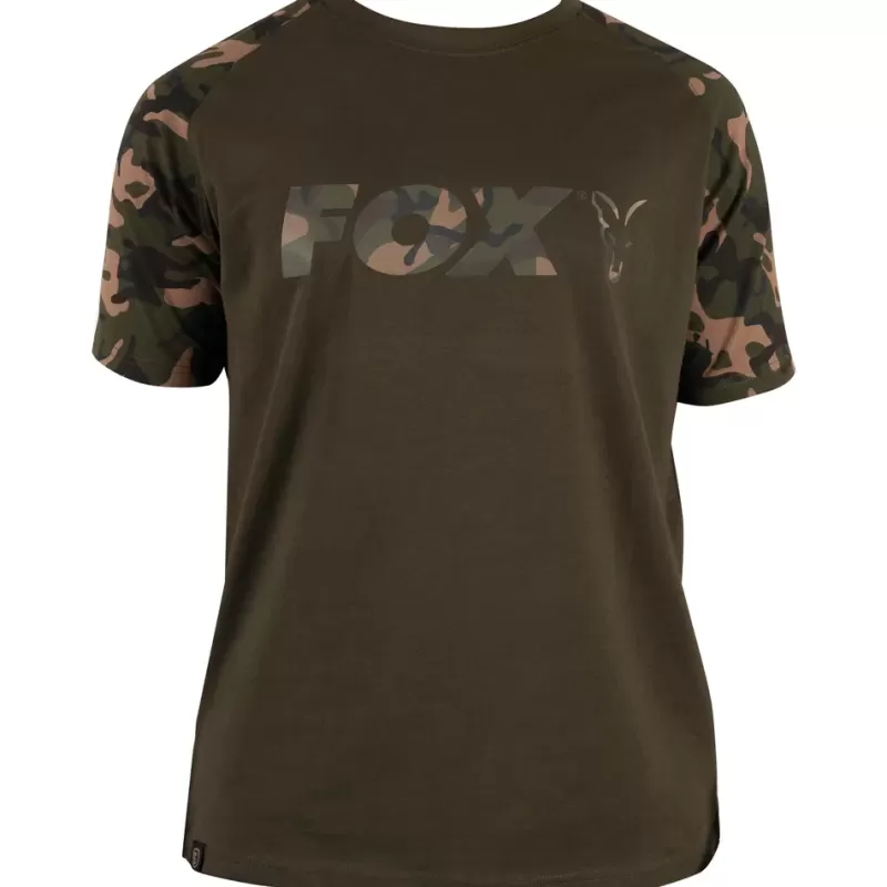 Fox Camo/Khaki Print Fishing T-Shirt<Carp Clothing