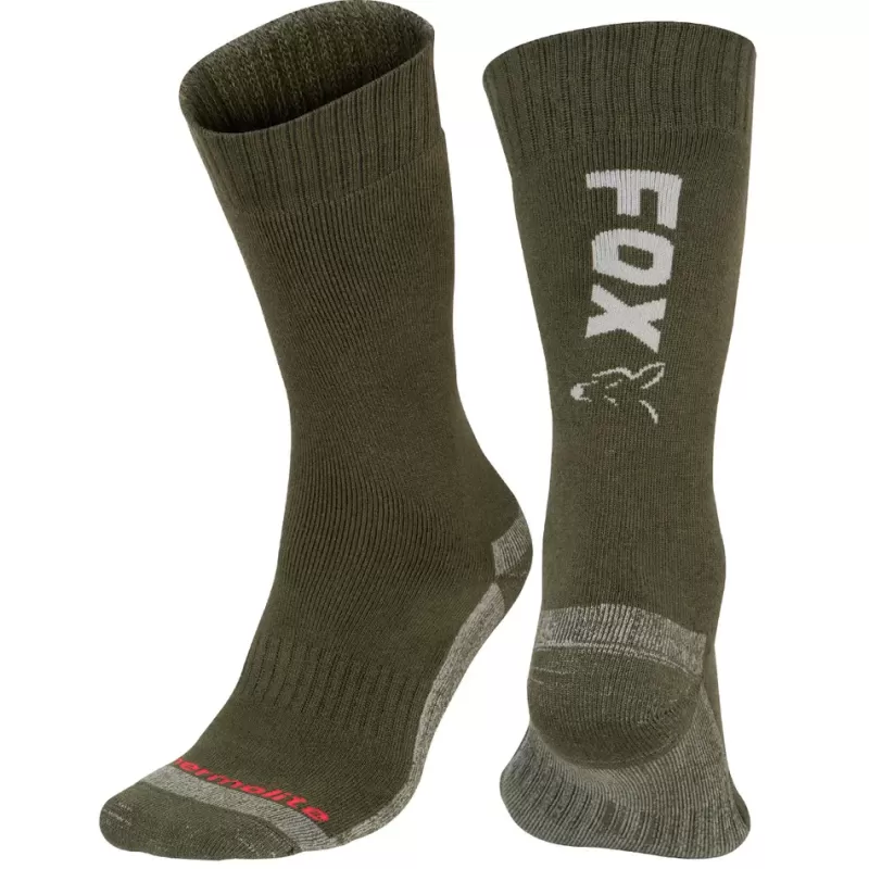 Fox Collection Green / Silver Thermolite Long Fishing Sock<Carp Clothing