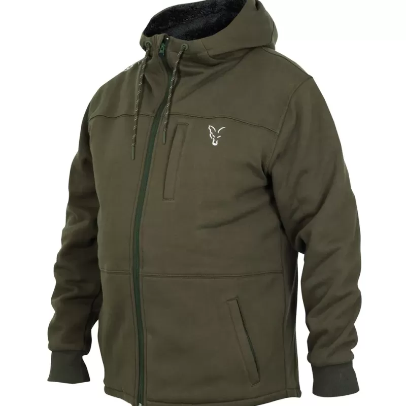 Fox Collection Green Silver Sherpa Fishing Hoodie<Carp Clothing