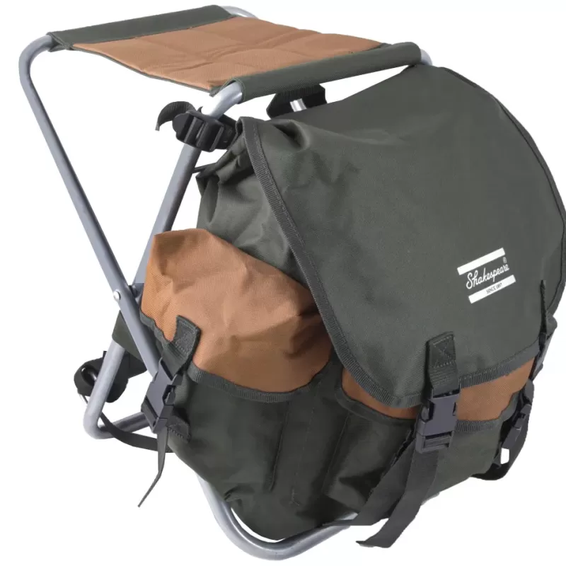 Shakespeare Folding Fishing Stool with Back Pack<Coarse & Match Chairs
