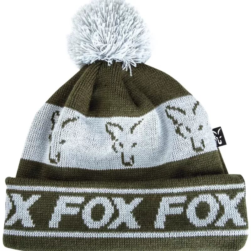Fox Green & Silver Lined Bobble Fishing Hat<Carp Clothing