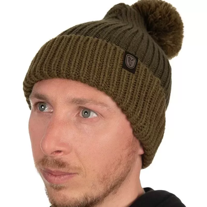 Fox Heavy Knit Olive Bobble Fishing Hat<Carp Clothing