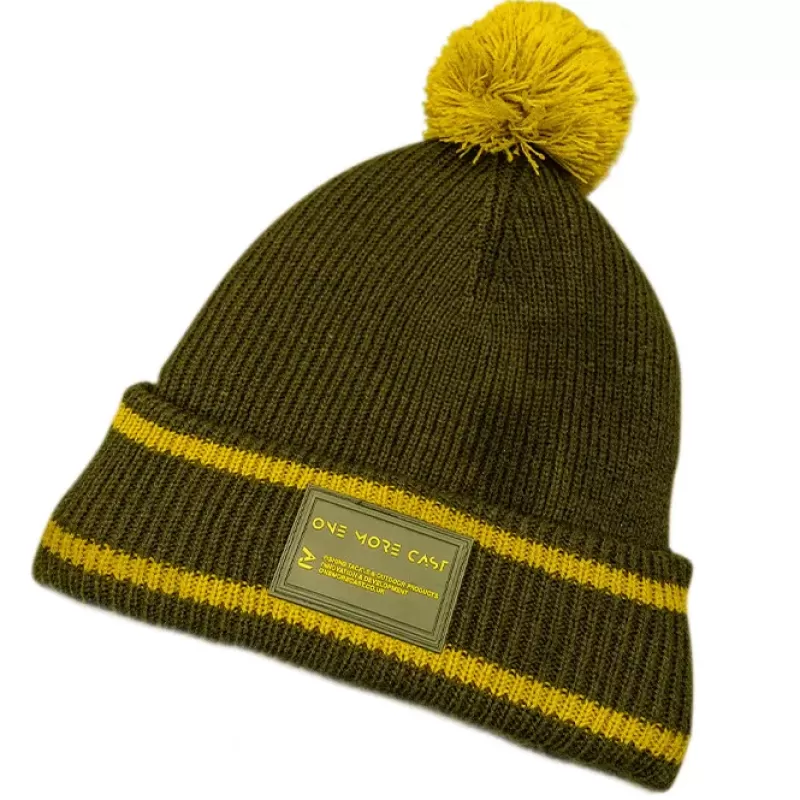 One More Cast OMC Bobble Green / Mustard Fishing Beanie<Carp Clothing