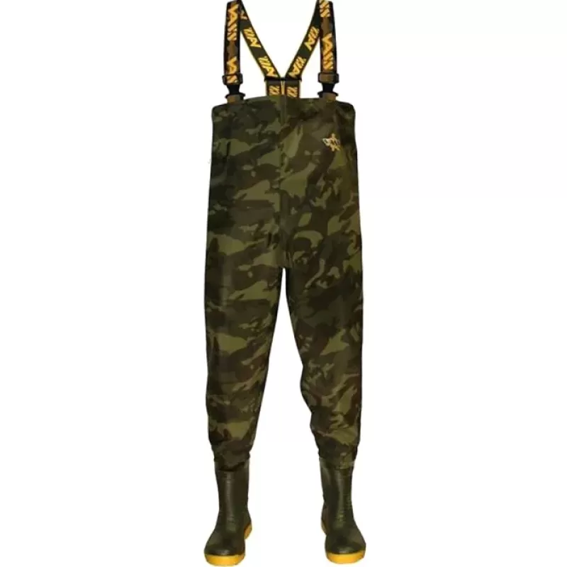 Vass Tex 405 Lightweight Camo Chest Fishing Waders - Non Studded<Carp Waders & Boots